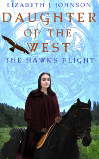 Book cover depicting heroine on horseback with hawk overhead